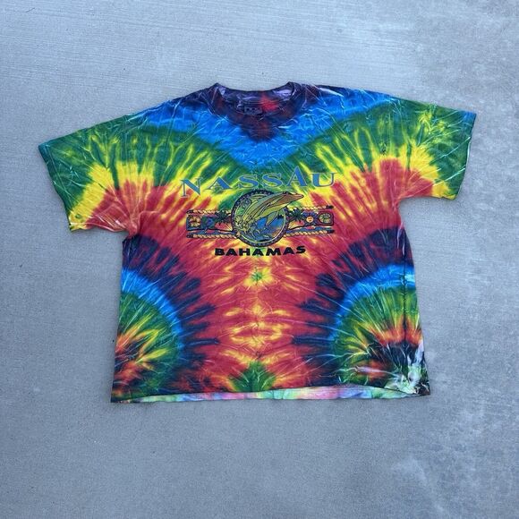 Vintage Bahamas T Shirt Adult XL Tye Die Spell Out National Apparel Tees - Picture 1 of 8